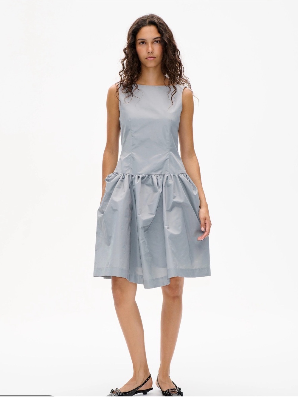 Baum und pfeedgarten Sleeveless Light Gray Gathered Waist Dress size US 12 NWT